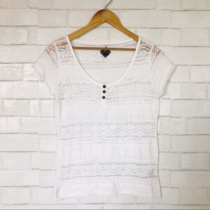 Blanc du Nil Rare White Lace Sheer Gauzy 100% Cotton Soft Baby Tee
